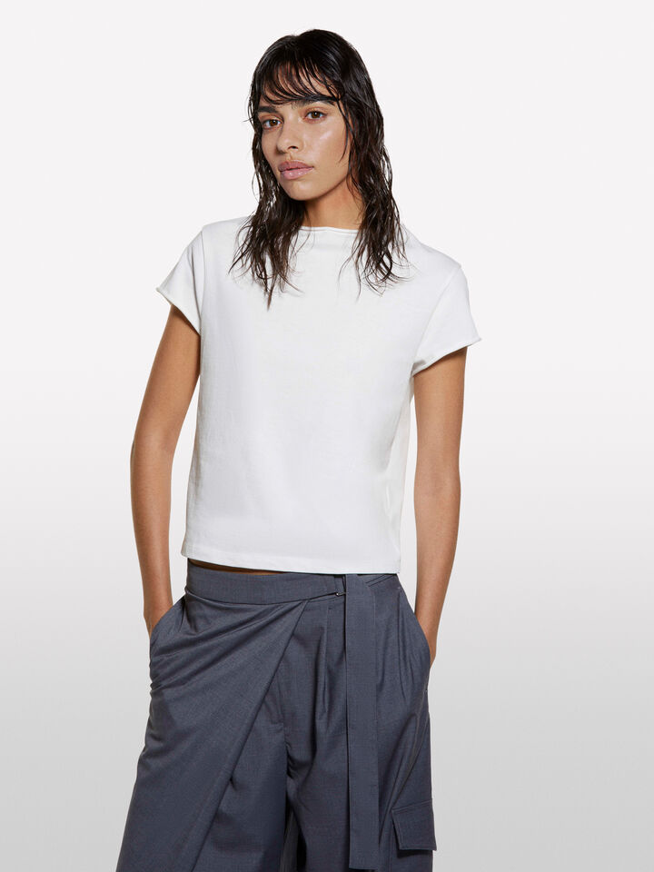 White t-shirt with halter neck - women's short sleeve t-shirts - White | Sisley image number 3